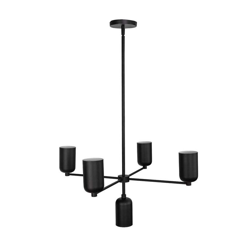 Kuzco Nola 31in 5-Light Chandelier | Modern Black Steel and Metal Shades | Dining Room & Living Room | 16.25 in H x 30.62 in Dia | Model CH57731-BK