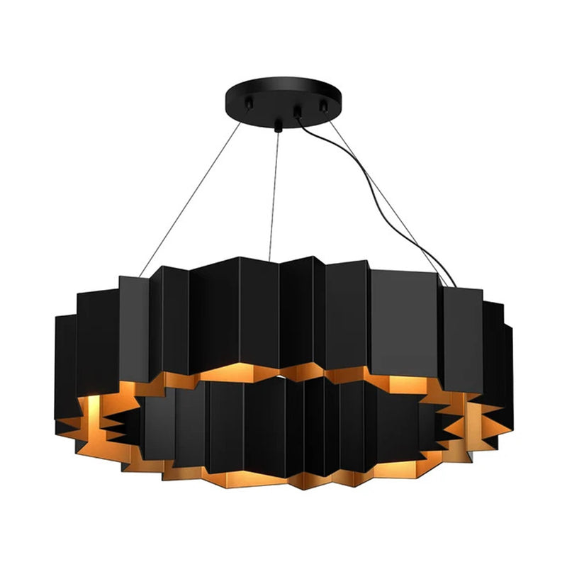 Kuzco Akira 30in 7-Light Chandelier | Modern Black and Gold Steel | Dining Room & Living Room | 30.12 x 7.12 in | Model CH58030-BK-GD