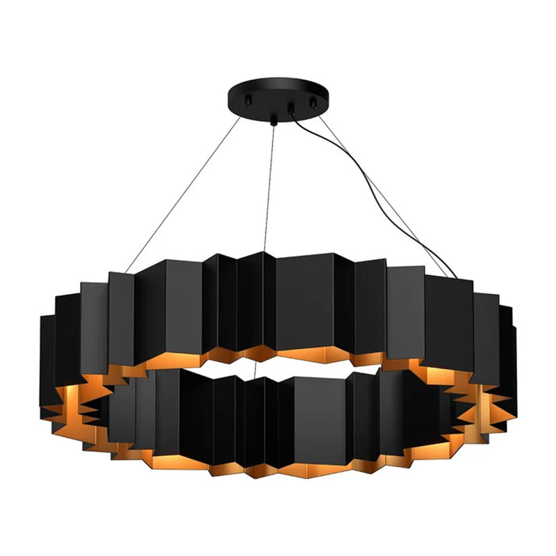 Kuzco Akira 40in 12-Light Chandelier | Modern Black and Gold Steel | Dining Room & Living Room | 40 x 40 x 7 in | Model CH58040-BK-GD