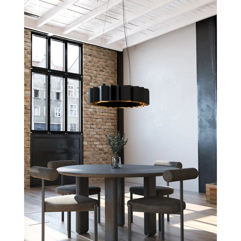 Kuzco Akira 40in 12-Light Chandelier | Modern Black and Gold Steel | Dining Room & Living Room | 40 x 40 x 7 in | Model CH58040-BK-GD