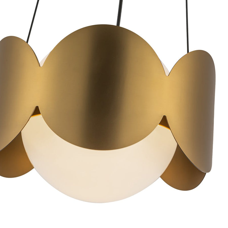 Kuzco Ciel 10" Socket Chandelier, Gold/Opal Glass/Steel Shade