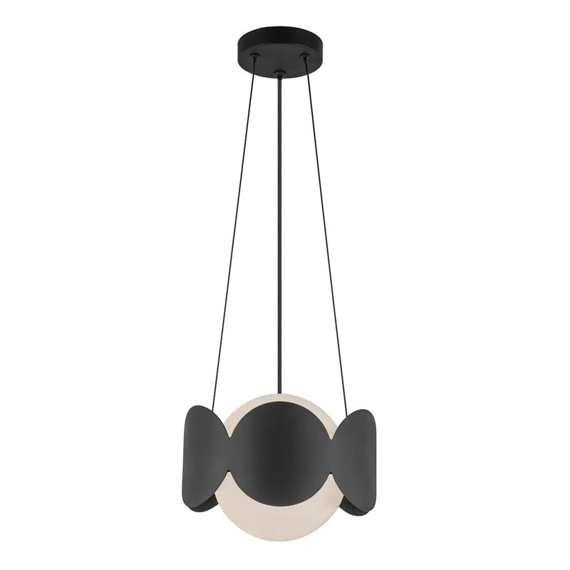 Kuzco Ciel 10" Socket Chandelier, Black/Opal Glass/Steel Shade