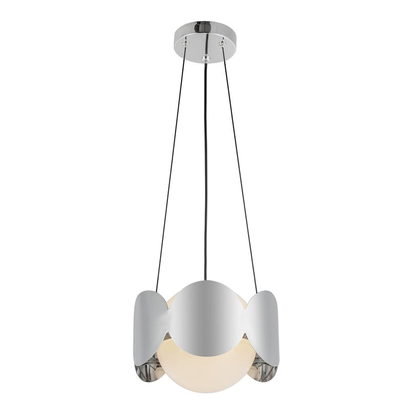 Kuzco Ciel 10" Socket Chandelier, Chrome/Opal Glass/Steel Shade
