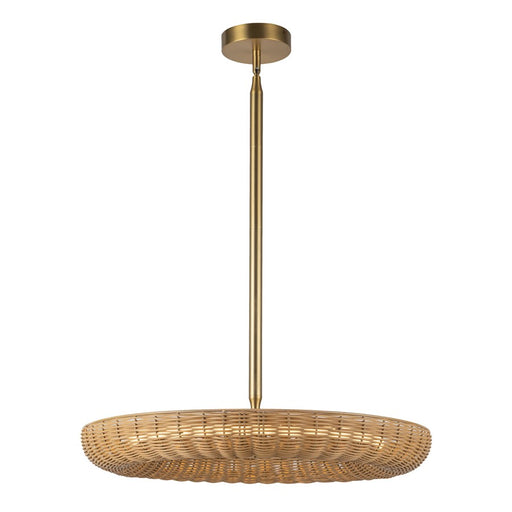 Kuzco Maris 24" LED Chandelier, Brushed Gold/Rattan Shade