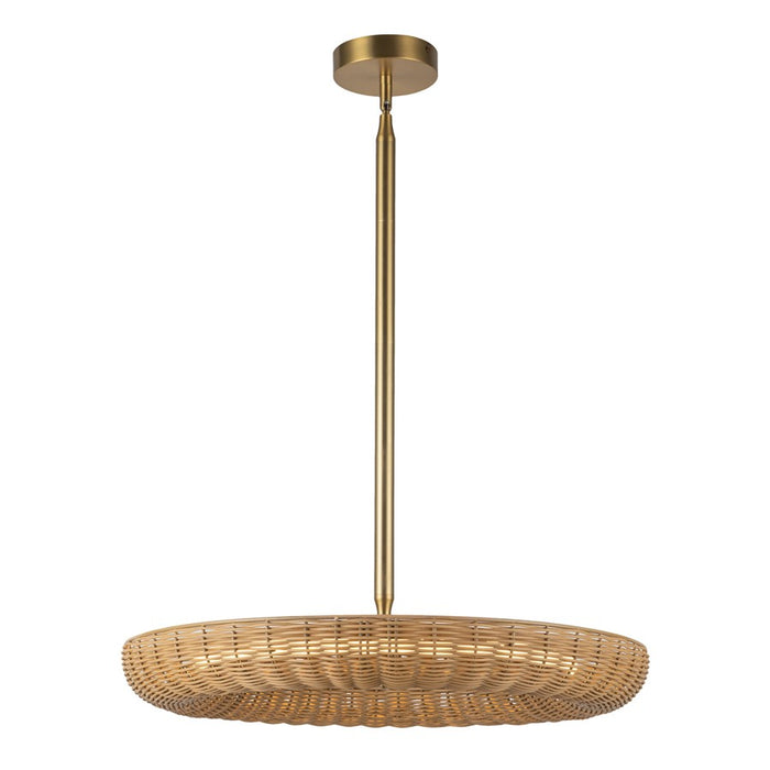 Kuzco Maris 24" LED Chandelier, Brushed Gold/Rattan Shade