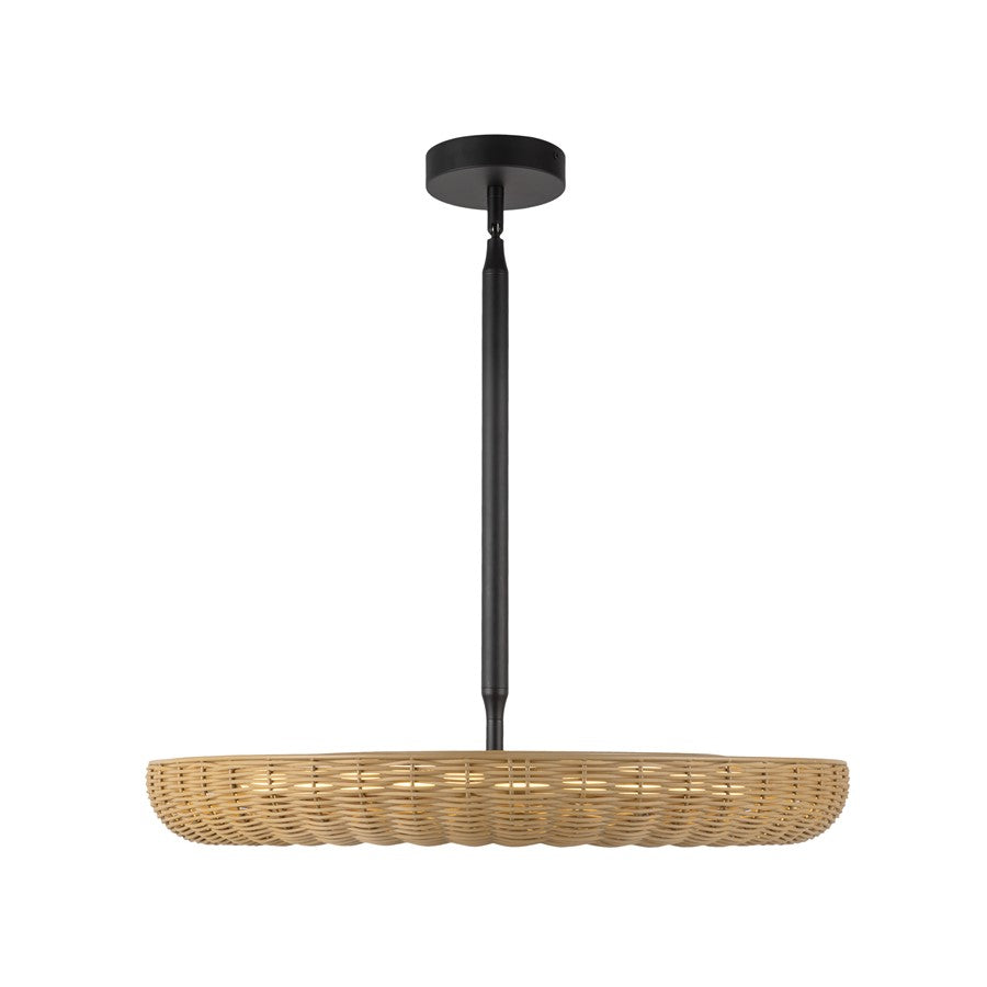 Kuzco Maris 24" LED Chandelier, Matte Black/Rattan Shade - CH602024MB-UNV