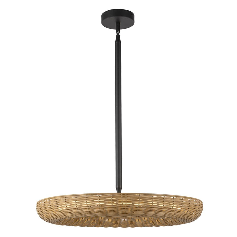 Kuzco Maris 24" LED Chandelier, Matte Black/Rattan Shade