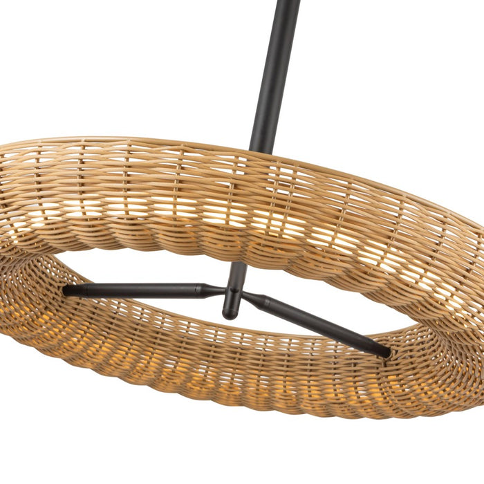 Kuzco Maris 24" LED Chandelier, Matte Black/Rattan Shade