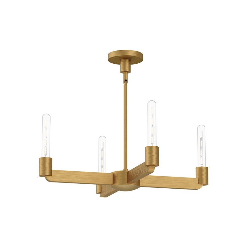 Kuzco Claire 25in 4-Light Chandelier | Art Deco Aged Gold Steel | Dining Room & Living Room | 25 x 4 in | Model CH607225AG