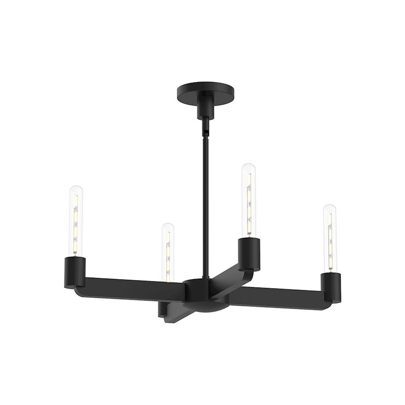 Kuzco Claire 25in 4-Light Chandelier | Bauhaus Matte Black Steel | Dining Room & Living Room | 25 x 25 x 4 in | Model CH607225MB
