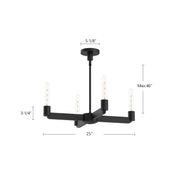 Kuzco Claire 25in 4-Light Chandelier | Bauhaus Matte Black Steel | Dining Room & Living Room | 25 x 25 x 4 in | Model CH607225MB