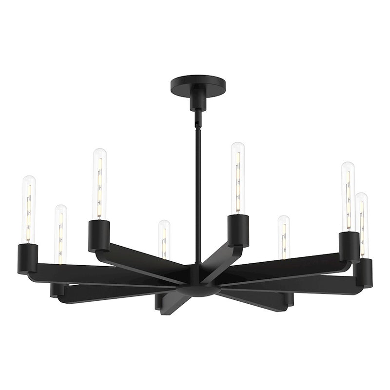 Kuzco Alora Mood Claire 32in 8-Light Chandelier | Matte Black Steel | Dining Room & Living Room | 4 x 32 in | Model CH607232MB