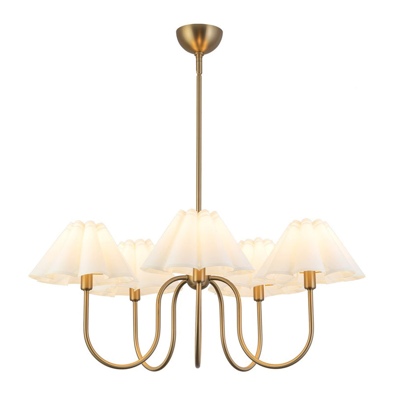 Kuzco Rosemary 31" LED Chandelier, Gold/White Folded Linen