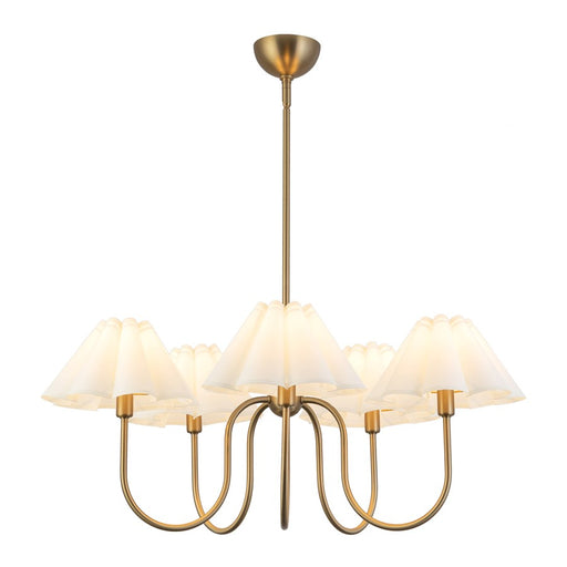 Kuzco Rosemary 31" LED Chandelier, Gold/White Folded Linen
