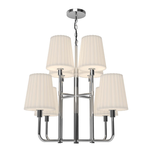 Kuzco Alora Mood Plisse 30in 8-Light Chandelier | Chrome and Opal Matte Glass | Dining Room & Living Room | 30 x 30 x 25.88 in | Model CH628830CHOP
