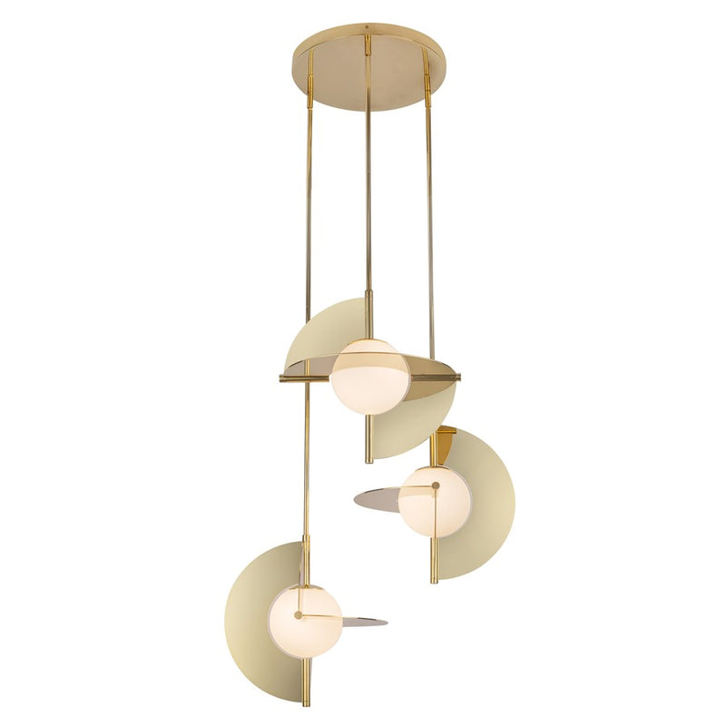 Kuzco Scorpio 27" LED Chandelier, Metallic Brass/Opal Glass
