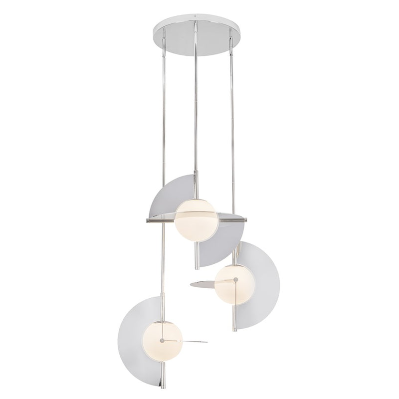 Kuzco Scorpio 27" LED Chandelier, Polished Nickel/Opal Glass