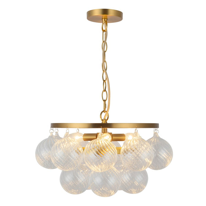 Kuzco Faye 18" Gold Chandelier, Brushed Gold/Clr Ribbed Glass - CH654318BGRC
