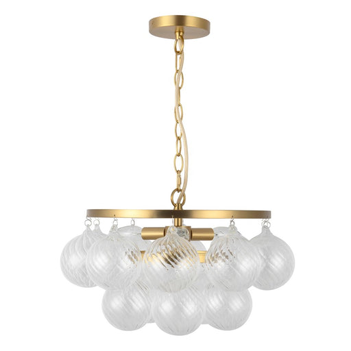 Kuzco Faye 18" Gold Chandelier, Brushed Gold/Clear Ribbed Glass
