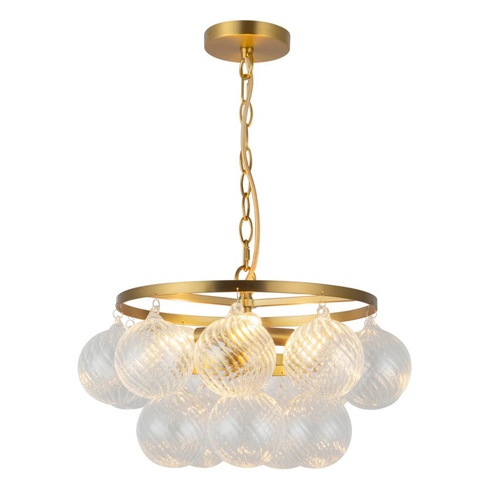 Kuzco Faye 18" Gold Chandelier, Brushed Gold/Clear Ribbed Glass