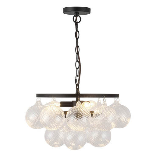 Kuzco Faye 18" Blk Chandelier, Matte Black/Clr Ribbed Glass - CH654318MBRC