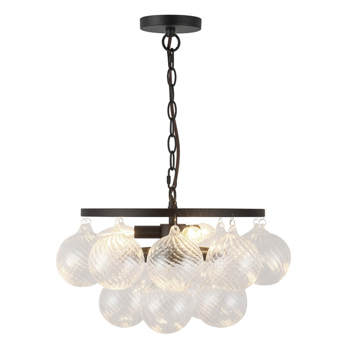 Kuzco Faye 18" Blk Chandelier, Matte Black/Clr Ribbed Glass - CH654318MBRC