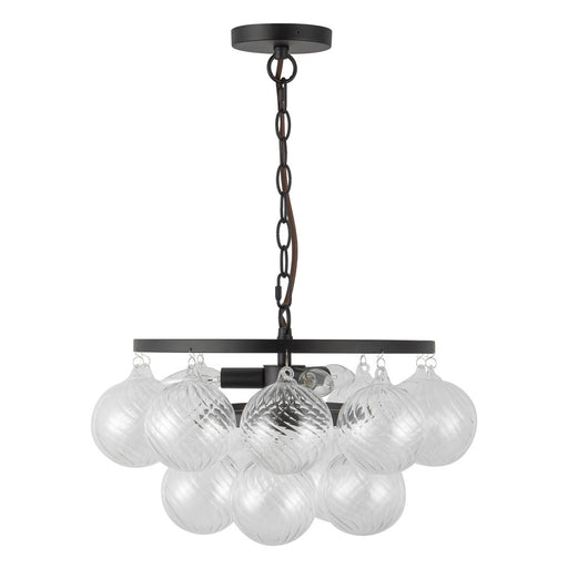 Kuzco Faye 18" Black Chandelier, Matte Black/Clear Ribbed Glass