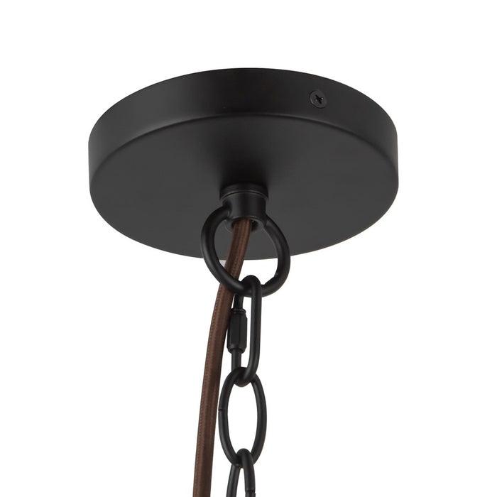 Kuzco Faye 18" Black Chandelier, Matte Black/Clear Ribbed Glass