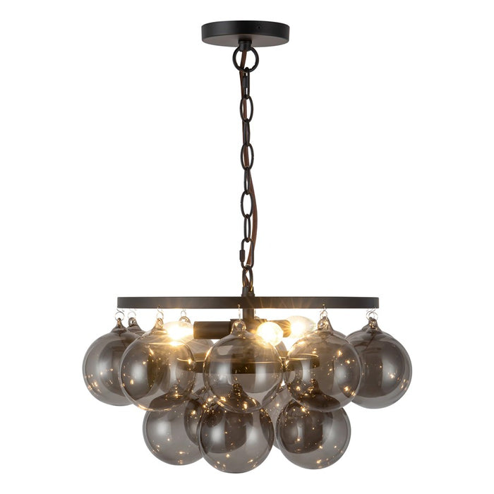 Kuzco Faye 18" Blk Chandelier, Matte Black/Smoked Solid Glass - CH654318MBSM