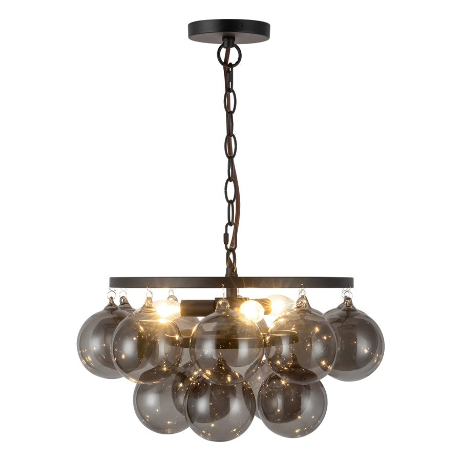 Kuzco Faye 18" Blk Chandelier, Matte Black/Smoked Solid Glass - CH654318MBSM