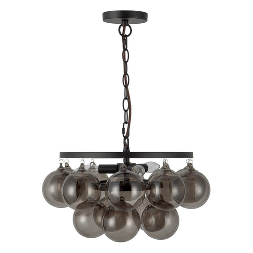 Kuzco Faye 18" Black Chandelier, Matte Black/Smoked Solid Glass