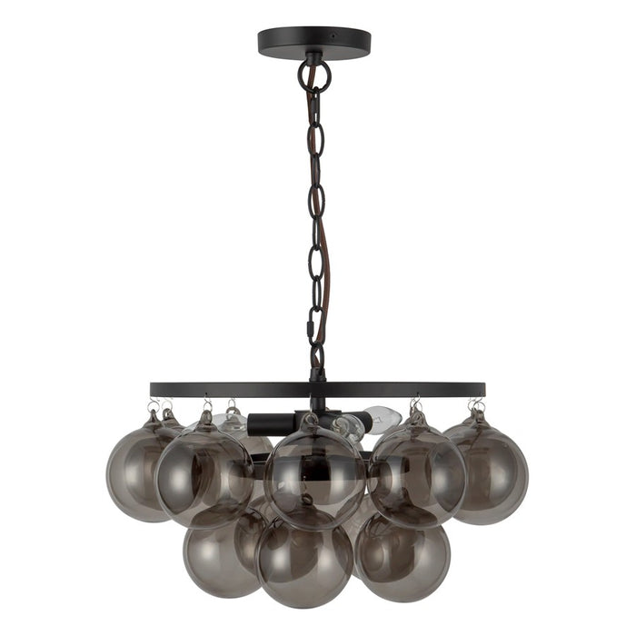 Kuzco Faye 18" Black Chandelier, Matte Black/Smoked Solid Glass