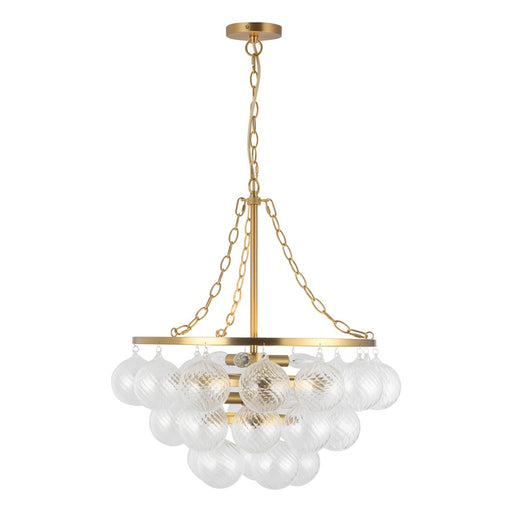 Kuzco Faye 24" Gold Chandelier, Brushed Gold/Clear Ribbed Glass