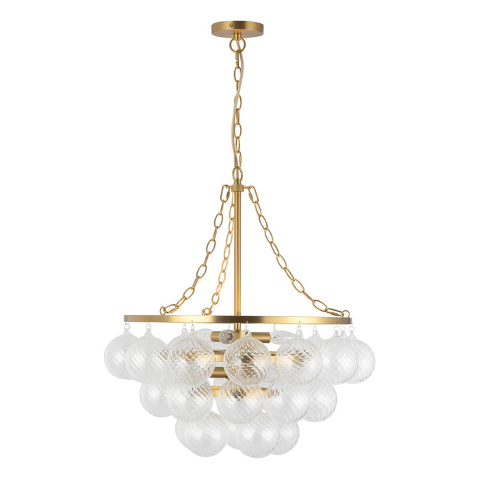Kuzco Faye 24" Gold Chandelier, Brushed Gold/Clear Ribbed Glass
