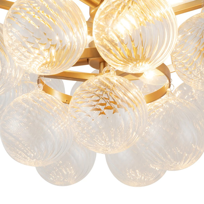 Kuzco Faye 24" Gold Chandelier, Brushed Gold/Clear Ribbed Glass