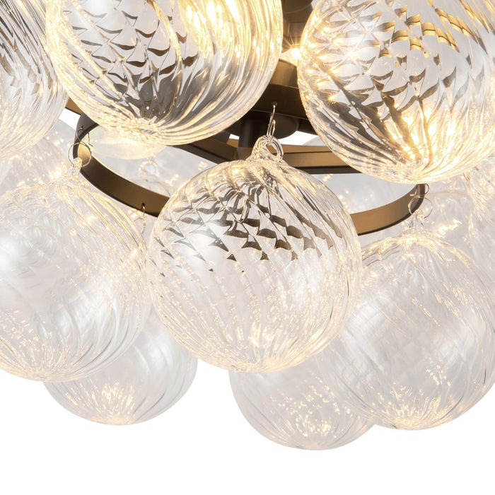 Kuzco Faye 24" Black Chandelier, Matte Black/Clear Ribbed Glass