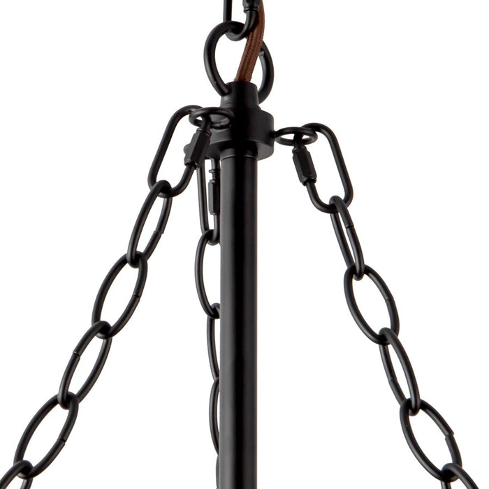 Kuzco Faye 24" Black Chandelier, Matte Black/Clear Ribbed Glass