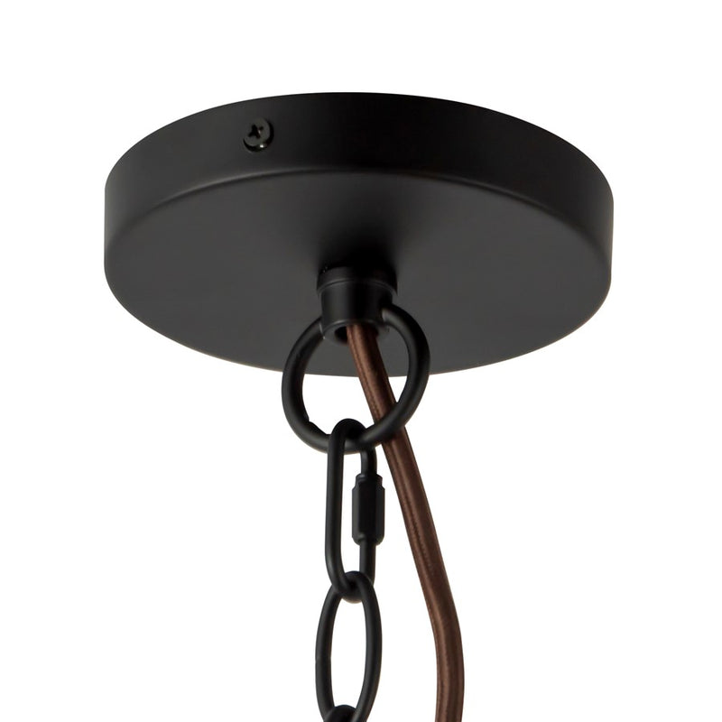 Kuzco Faye 24" Black Chandelier, Matte Black/Clear Ribbed Glass
