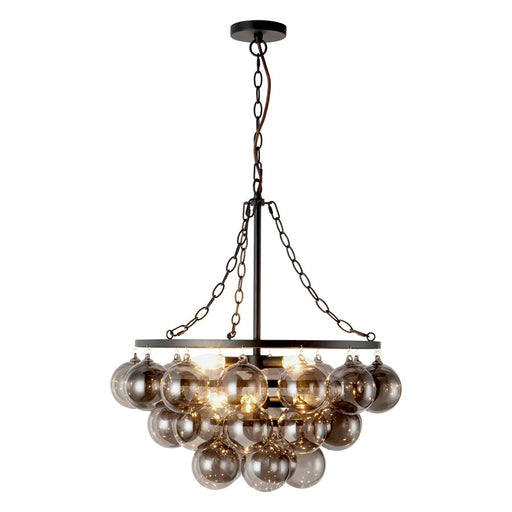 Kuzco Faye 24" Blk Chandelier, Matte Black/Smoked Solid Glass - CH654624MBSM