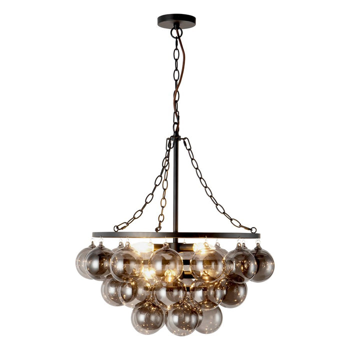 Kuzco Faye 24" Blk Chandelier, Matte Black/Smoked Solid Glass - CH654624MBSM