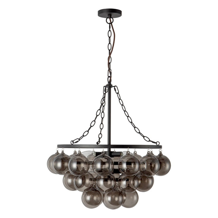 Kuzco Faye 24" Black Chandelier, Matte Black/Smoked Solid Glass