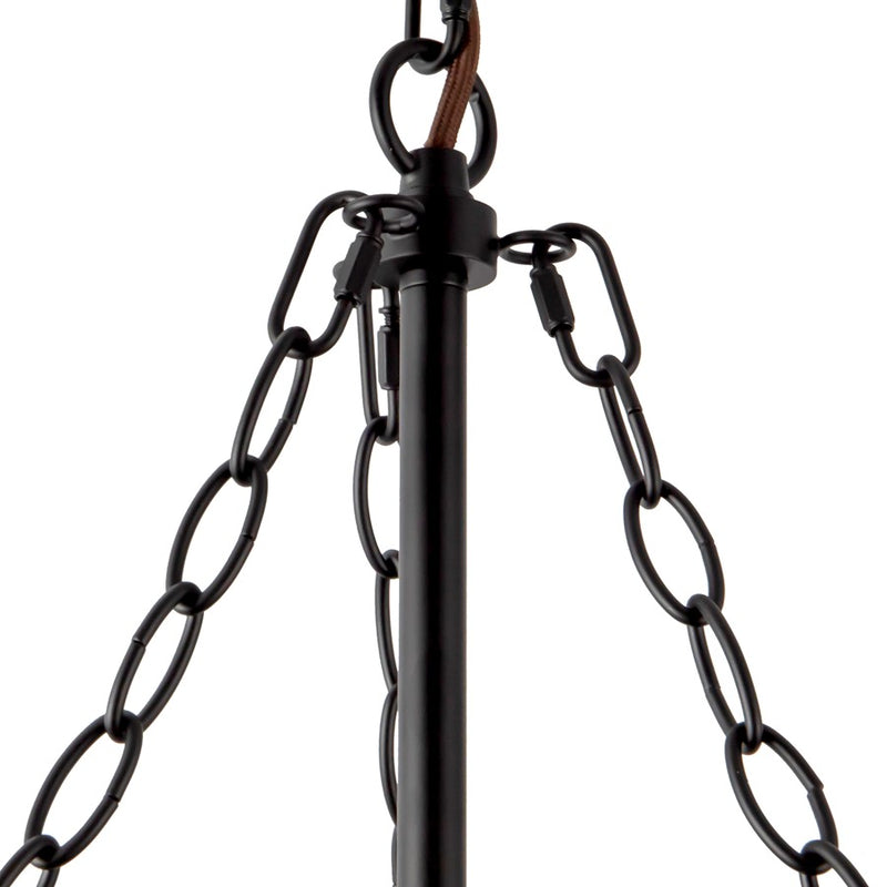 Kuzco Faye 24" Black Chandelier, Matte Black/Smoked Solid Glass