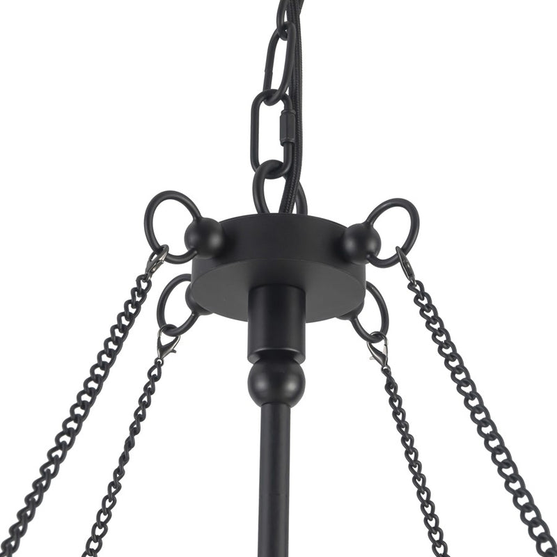 Kuzco Crosby 33" Socket Chandelier, Matte Black/Spandex Shade