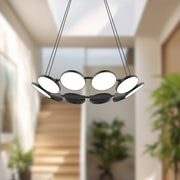 Kuzco Novel 25in 8-Light LED Chandelier | Black and Acrylic Light Guide | Dining Room & Living Room | Model CH72225-BK