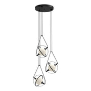 Kuzco Aries 18in LED Chandelier | Black Aluminum and Steel with Frosted Glass and Clear Acrylic | Dining Room & Living Room | Model CH76718-BK