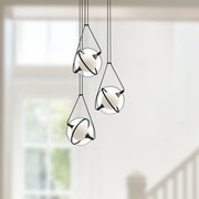 Kuzco Aries 18in LED Chandelier | Black Aluminum and Steel with Frosted Glass and Clear Acrylic | Dining Room & Living Room | Model CH76718-BK