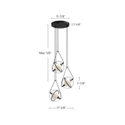 Kuzco Aries 18in LED Chandelier | Black Aluminum and Steel with Frosted Glass and Clear Acrylic | Dining Room & Living Room | Model CH76718-BK