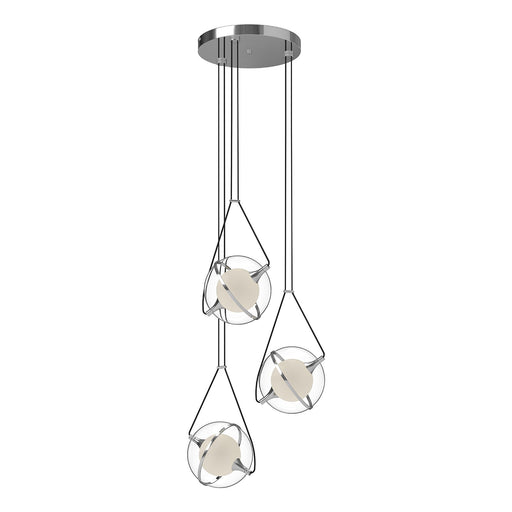Kuzco Aries 18in LED Chandelier | Modern Chrome Aluminum and Frosted Glass | Dining Room & Living Room | 2450lm 3000K 90CRI | Model CH76718-CH