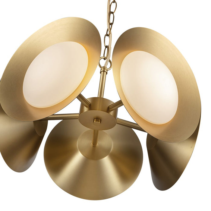 Kuzco Cleo 16" LED Chandelier, Gold/Opal Glass/Steel Shade