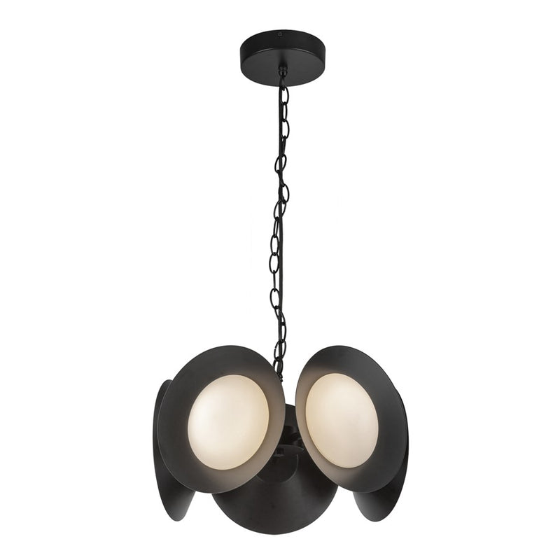 Kuzco Cleo 16" LED Chandelier, Black/Opal Glass/Steel Shade - CH77916-BK-OP-UNV